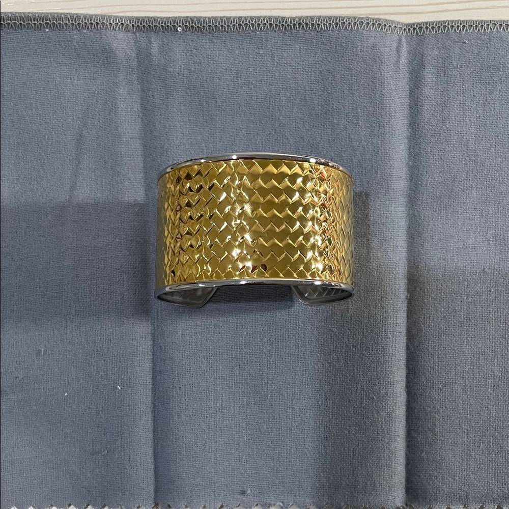 SteelTime Gold and Silver Stainless Steel Woven Bracelet Cuff - NWOT